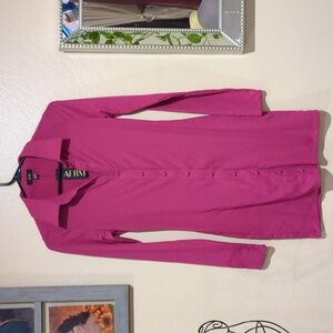 NEW AFRM Pink Ribbed Button Down Long Sleeve Mini Dress, small size